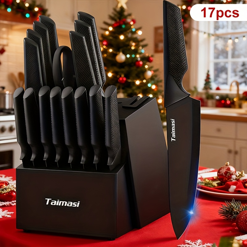 high quality 17pcs knife set knife holder extremely sharp - Temu