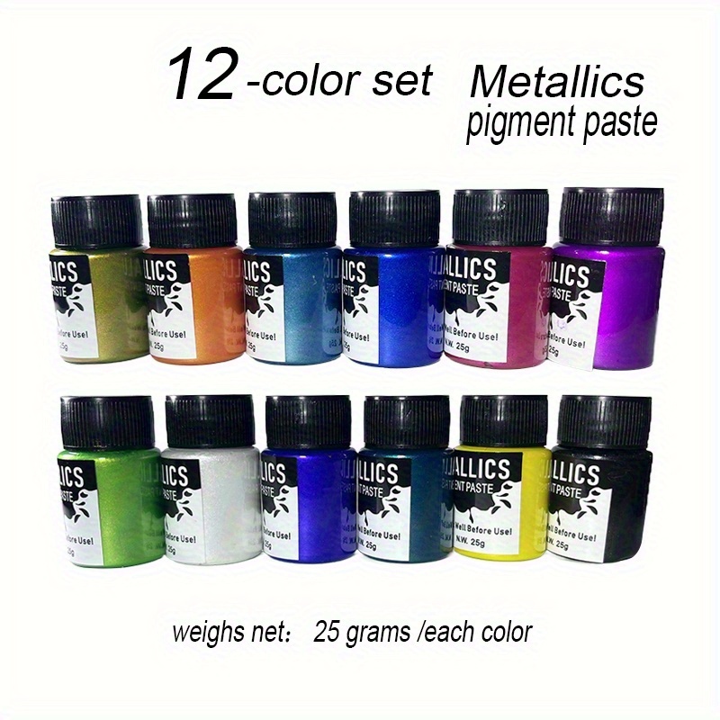 12pcs Metallic Epoxy Pigment Set Metallic Paste High Gloss Resin Dye For Jewelry Making Diy Crafts For Resin Art