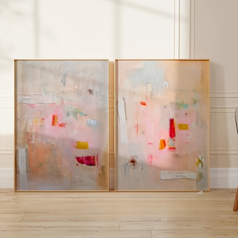

2pcs Pale Orange Wall Canvas Art Beige Neutral Colors Large Art Abstract Prints For Gallery Decoration Gift For Friends No Framed Eid Al-adha Mubarak