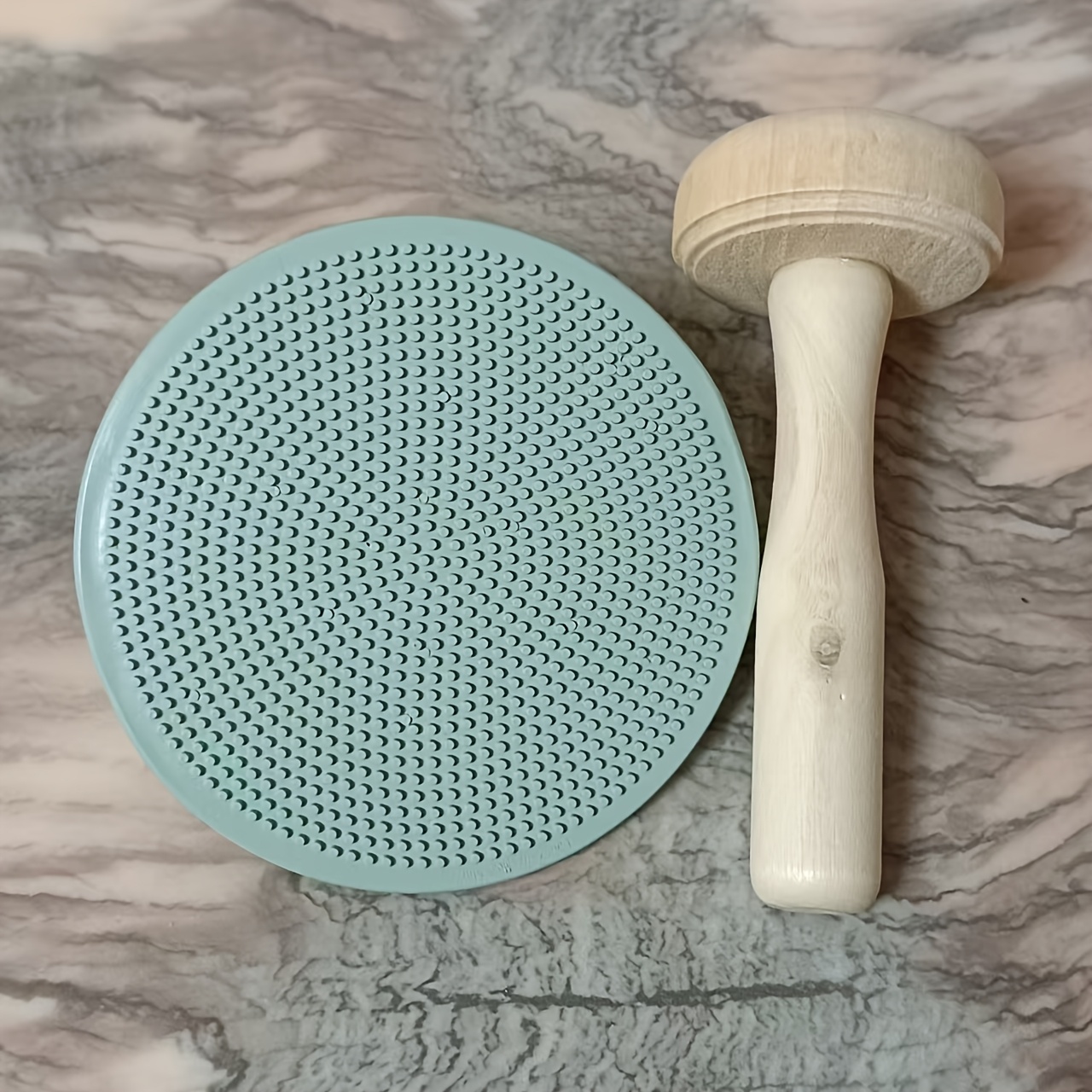 2pcs Printing Ink Pigment Block Printing Tools Relief Print Rubbing Wood Mushroom Stamp Tool Set