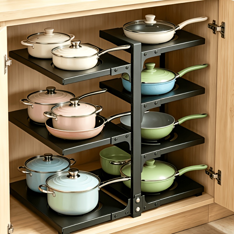 TEMU 7-tier Adjustable Heavy-duty Kitchen Cabinet Pot Rack, Multi-functional Pot Rack, For Spices, Bowls, And Plates, Space-saving, Kitchen Storage