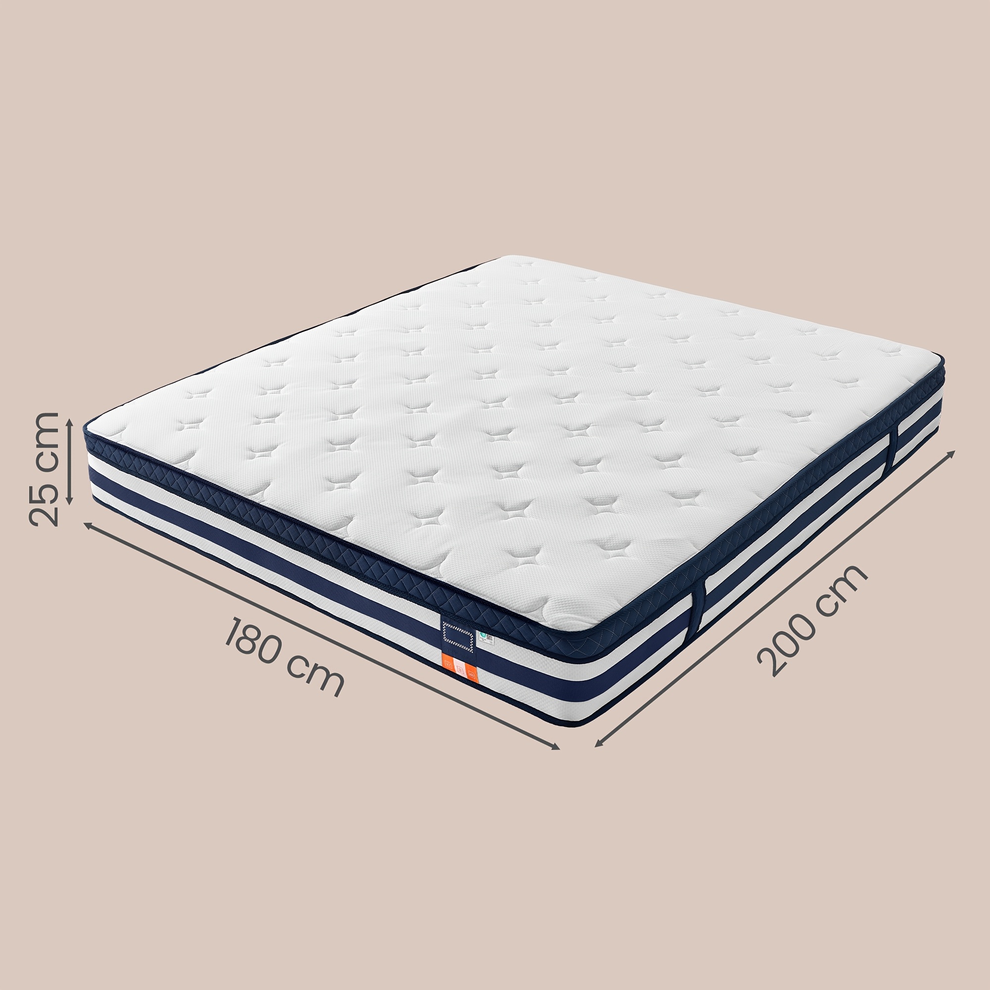 Mattress, 180 X 200 X 25cm, Gel Memory Foam Mattress, Medium Firm, H3, 7-zone Support, Motion Isolation, Breathable Cover, Suitable For All Ages, Blue
