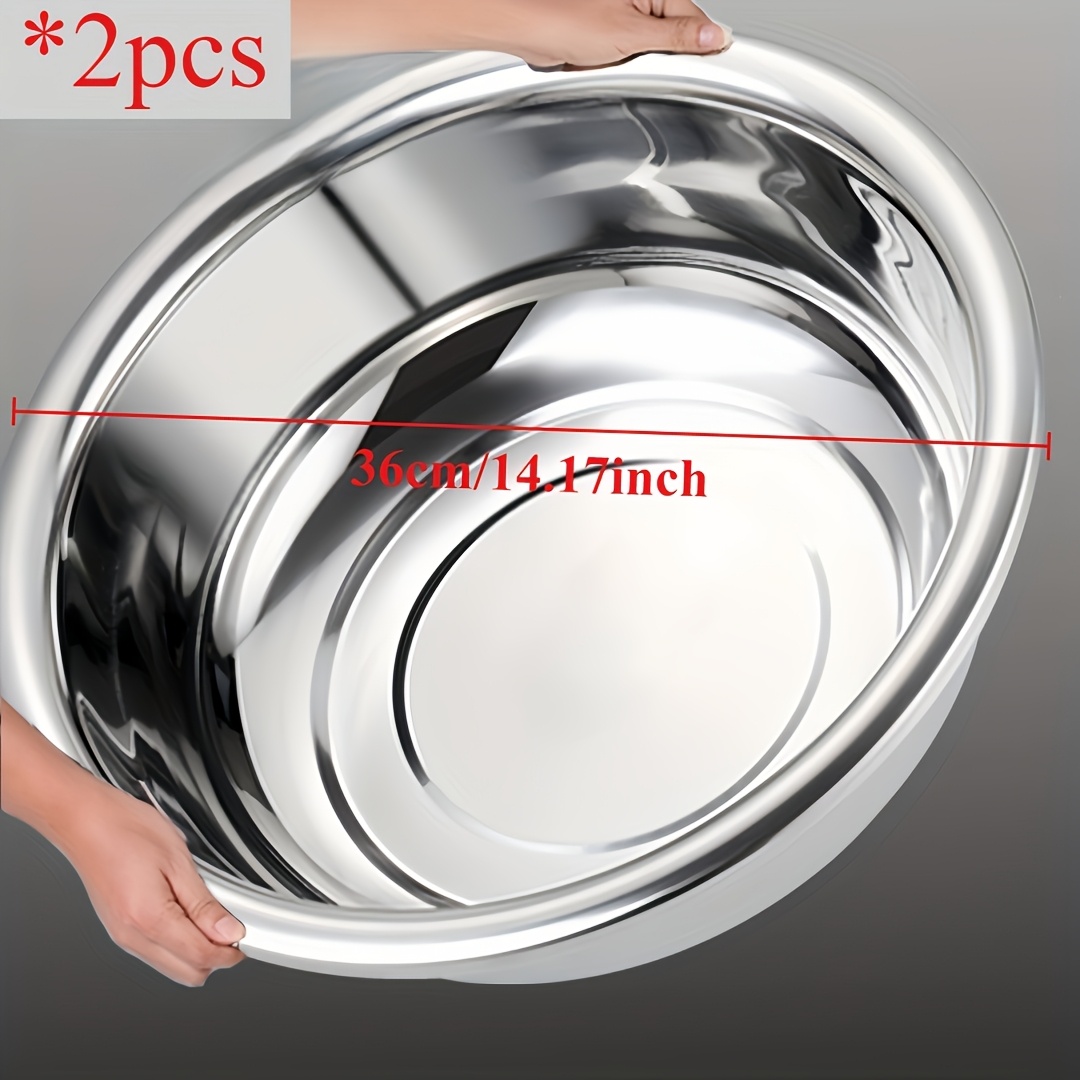 E-shop 1-2 Stück große Edelstahl-Schüsseln und Becken, 36 cm/14 Zoll, verdickte Waschbecken, extra großes runder Küchenbecken zum Waschen von Gemüse,