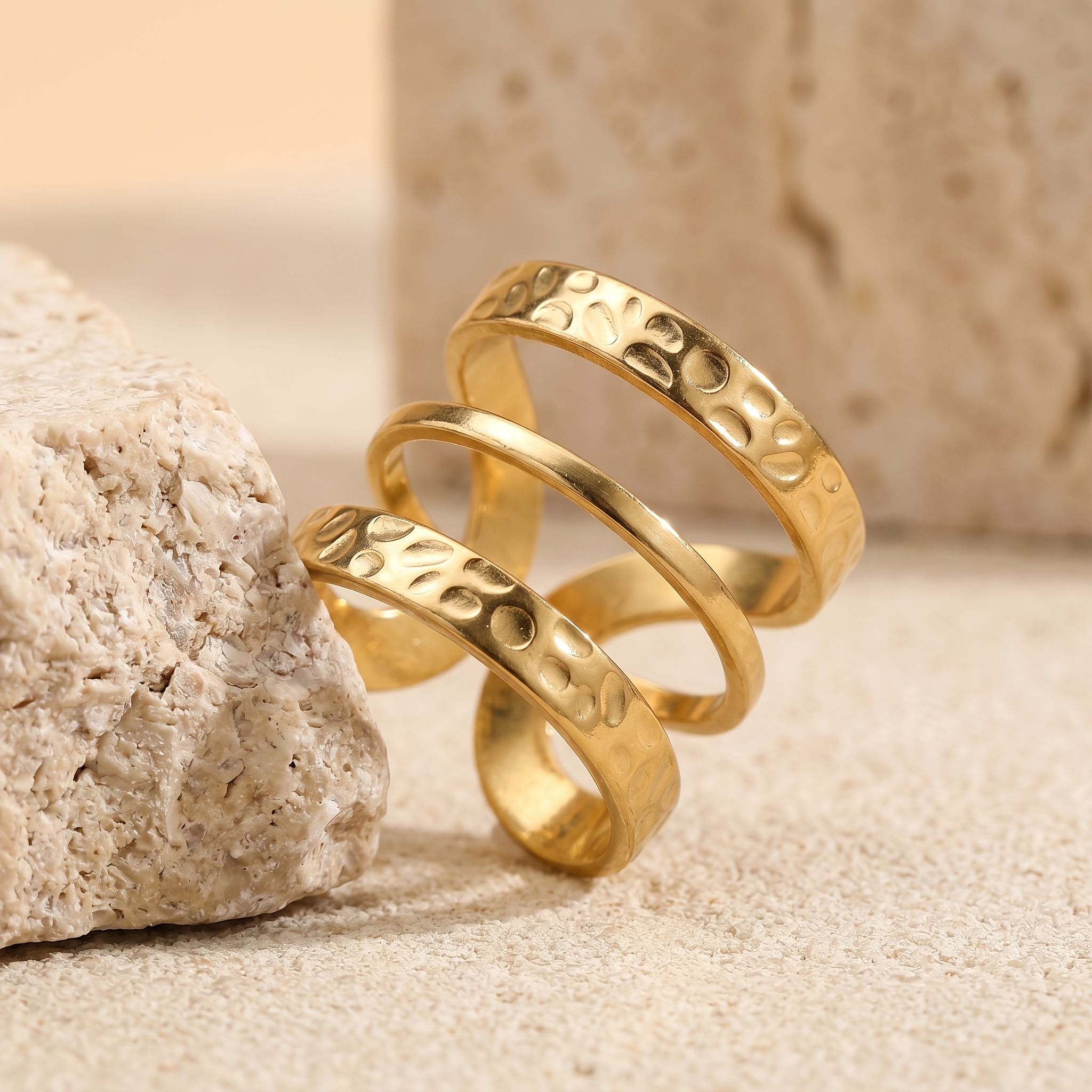 Hammered Dot Texture Open Ring for Women