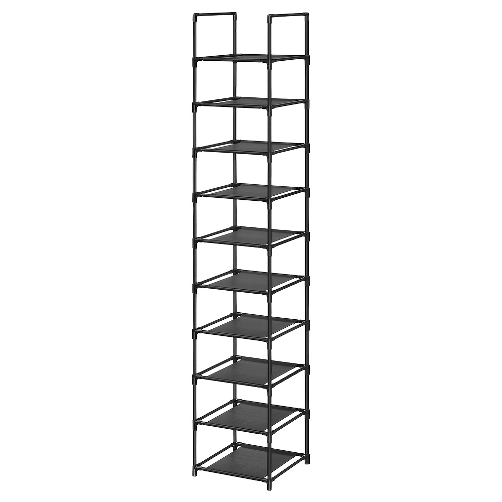 TEMU Zapatero Negro de 10 niveles, Estante para zapatos que ahorra , de metal resistente, Estantes de tela no tejida, Diseño flexible y desmontable,