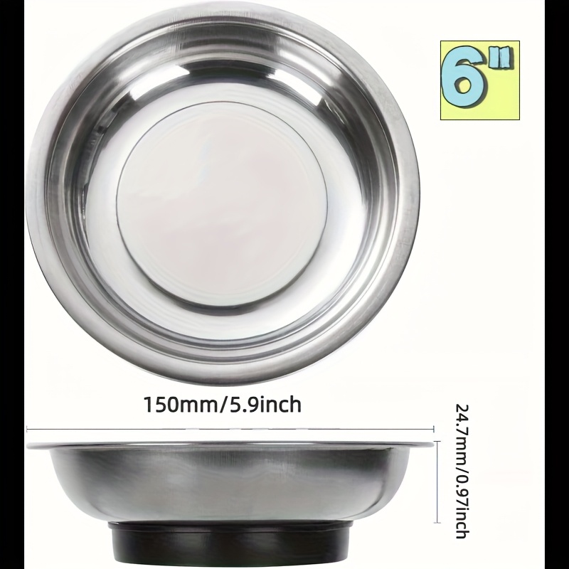 Magnetic Parts Tray, Stainless Steel Magnetic Tool Tray, Round Magnetic Tray, Suitable for Fixing Nuts, Screws, Metal Parts