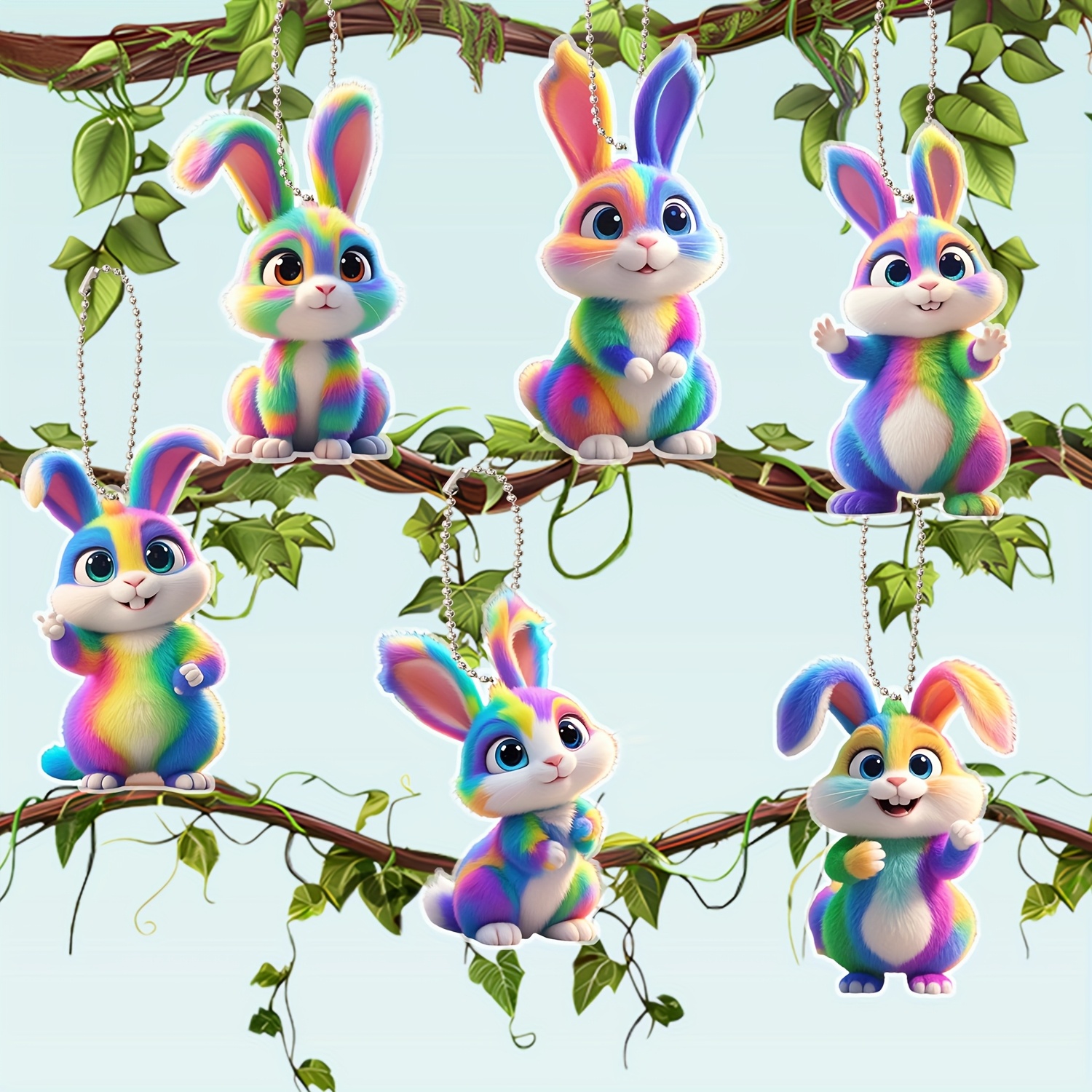 

Easter-themed 2d Acrylic 6pcs/1set Cute Hanging Ornament - Colorful Hanging Decorations For Home, Office, And Car, Festive Cheer To , Perfect Gift For