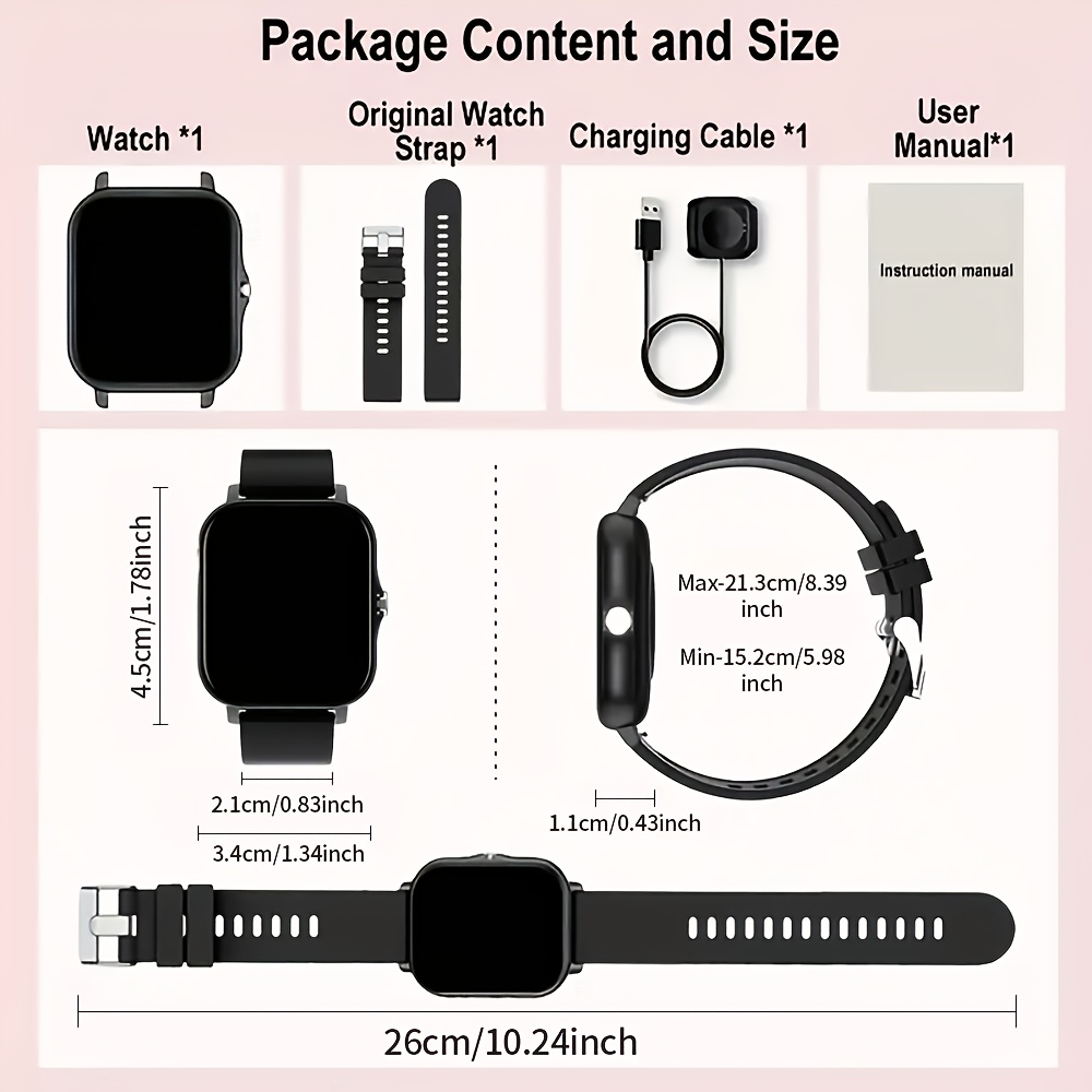 Hot 2024 new best-selling 1.83-inch full screen touch, Men's and Women's sports fashion smartwatch, dial/answer calls, step count, sports mode, distance tracking, call information prompt multifunctional smartwatch, suitable for iPhone and Android smartphones