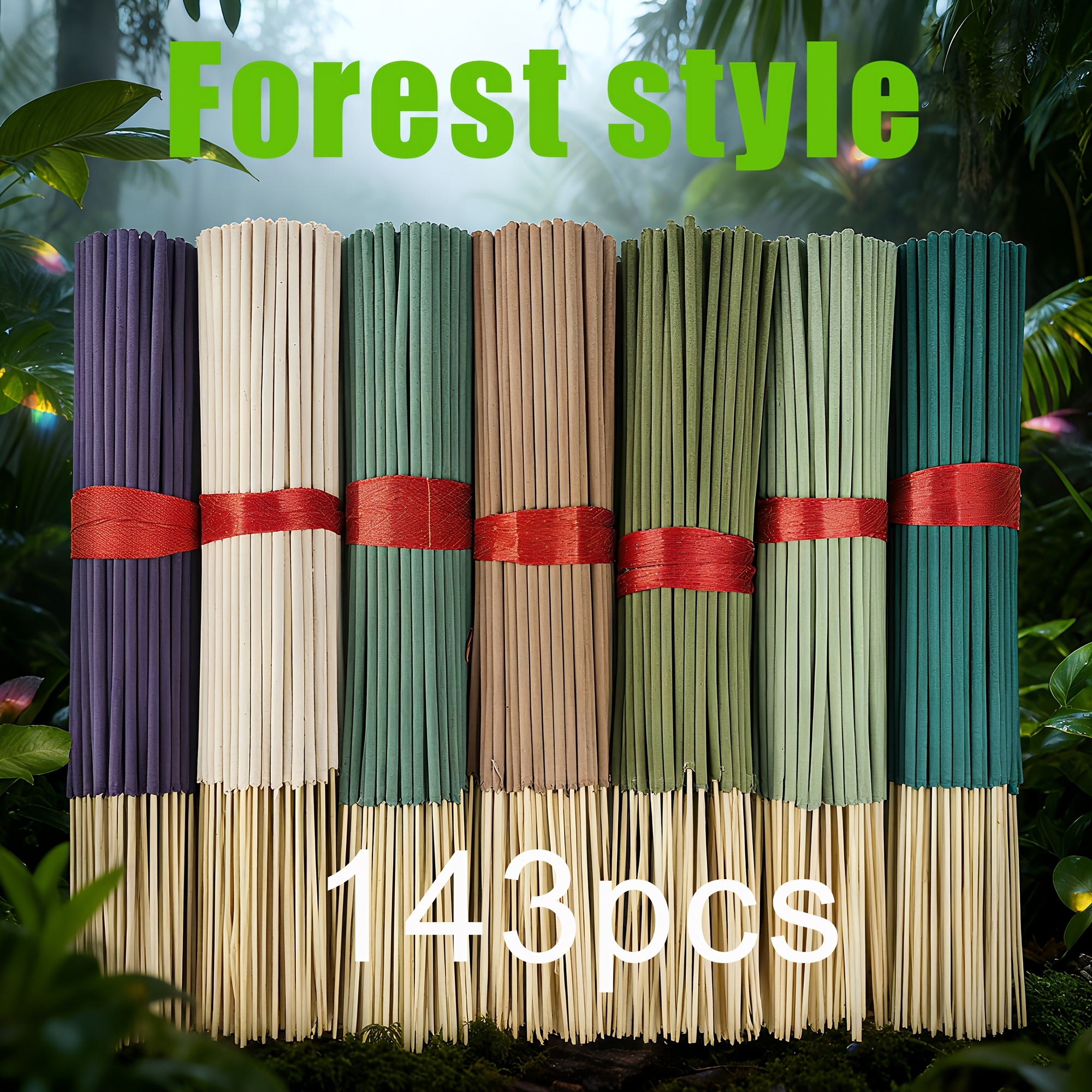 TEMU 7pcs Forest-themed Incense Stick Set, Including Vanilla, Eucalyptus, Frankincense, Sandalwood, , Sage, And Peppermint Essential Oils For