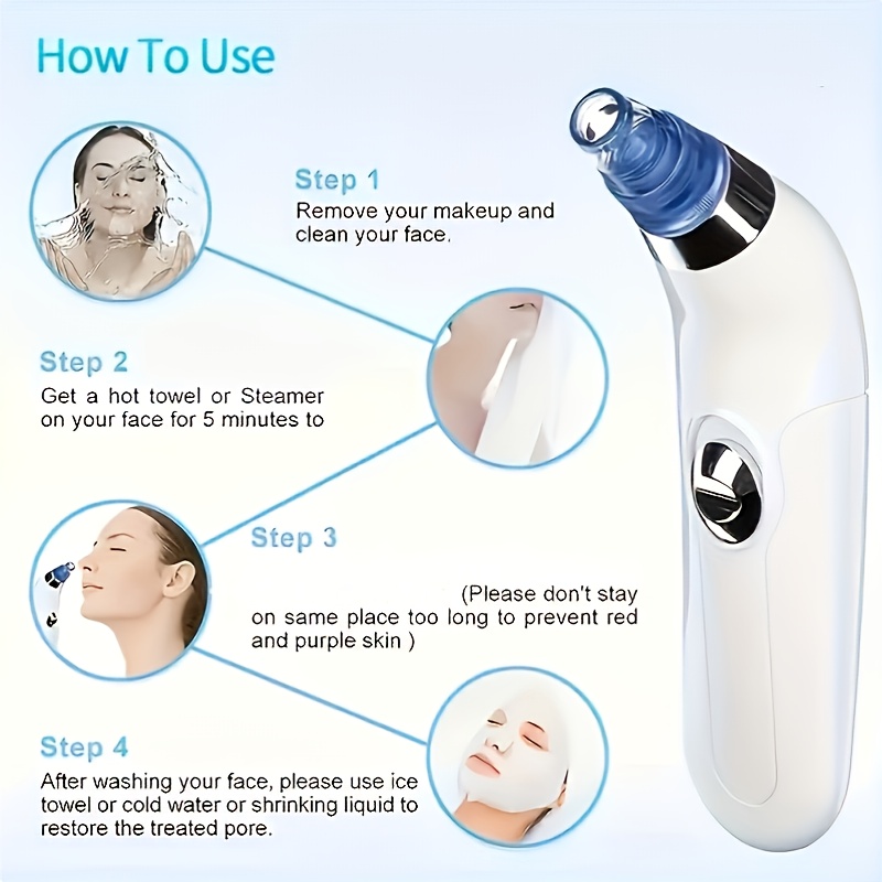 Appareil Portable 4-en-1 pour Nettoyage des Pores - Extracteur de Points Noirs et Boutons, Soin Multifonction Beige Clair, Doux pour Peaux Sensibles, pour Hommes et Femmes (Idée Cadeau)