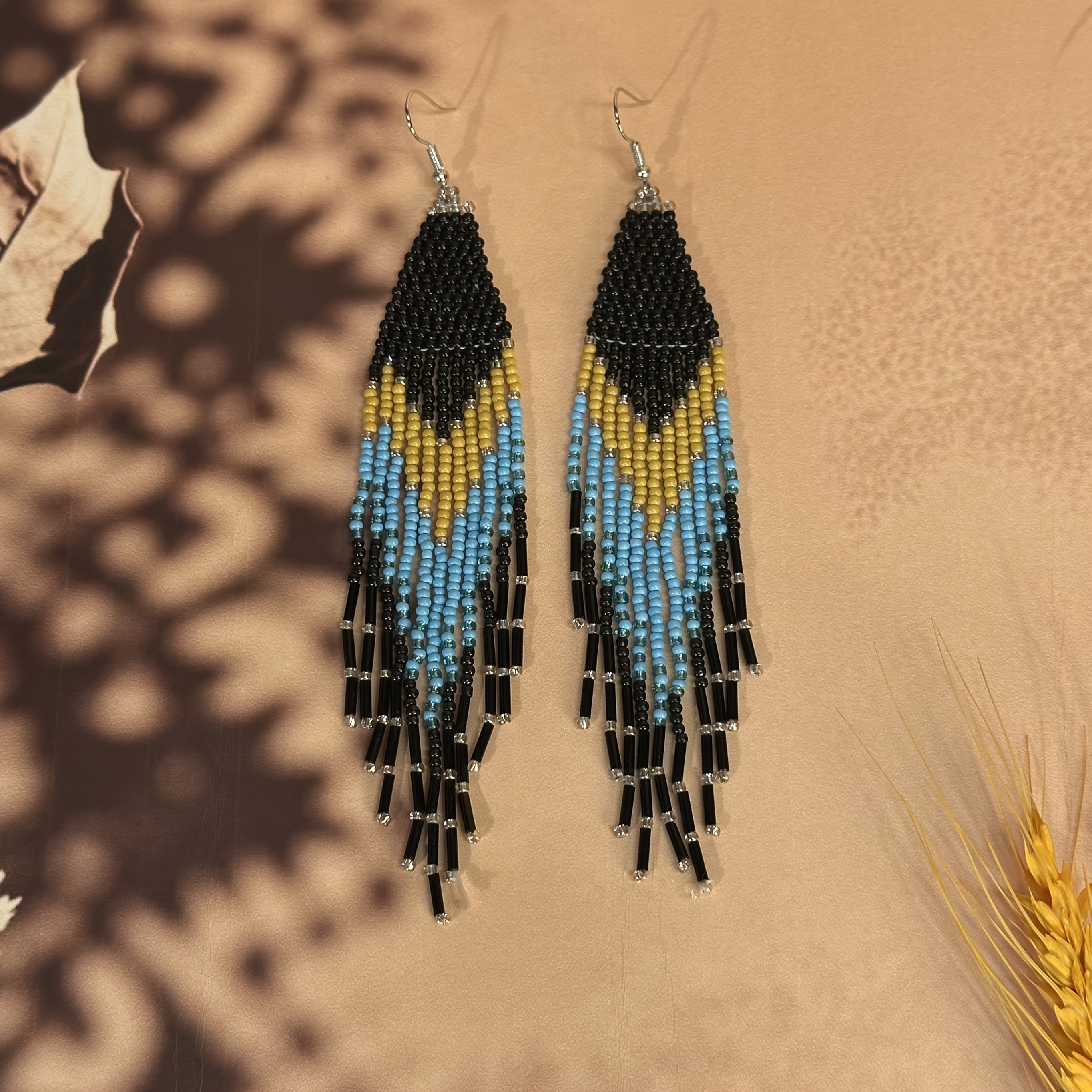 Women's Handmade Beaded Tassel Earrings in American Style