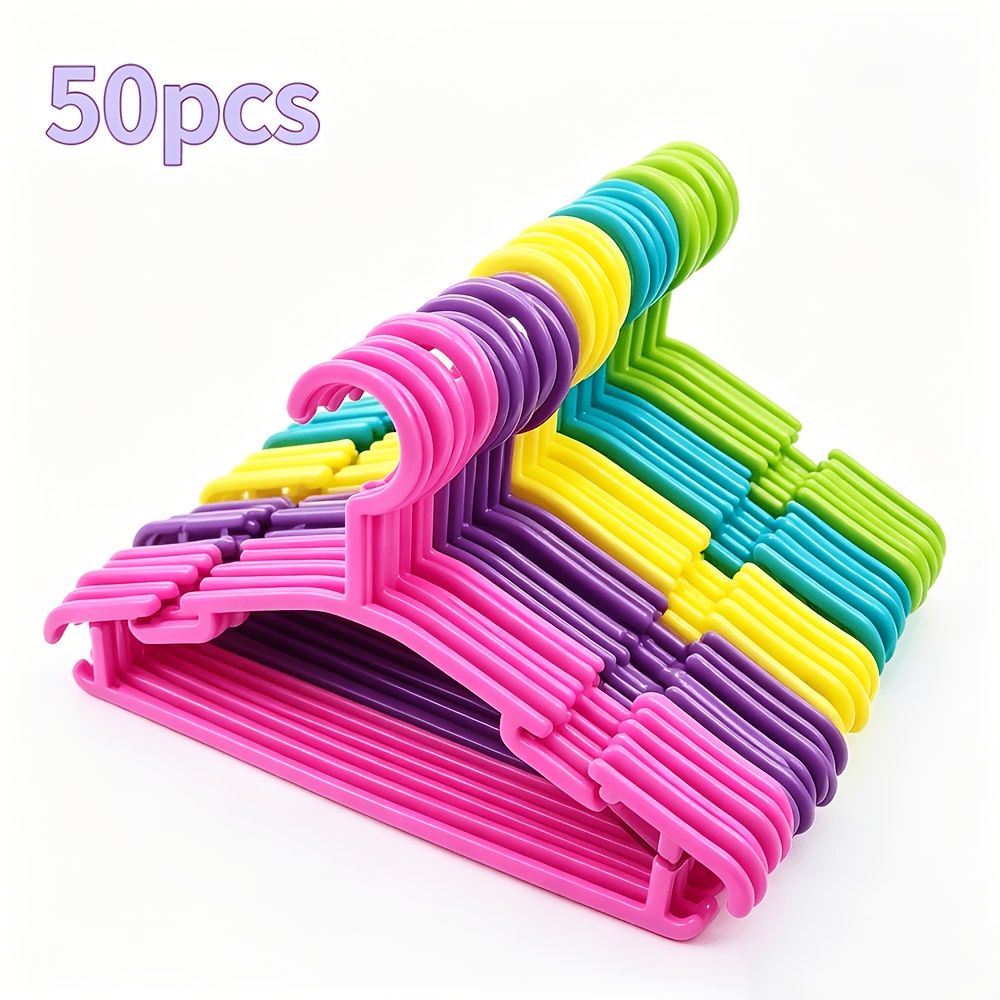 Image of 50pcs Hanger Set, Colored Hangers, Plastic, Hanger Organizer, Storage Hangers, 27 Cm Long, Suitable For Living Rooms, Bedrooms, And