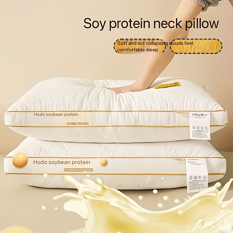 This Set of Two High-Elasticity Soybean Fiber Breathable Pillows Meets The Design Standards of Luxury Hotels. These Soybean Protein Neck Pillows Help Fatigue And Promote Deep Sleep, Making Them The Perfect Gift for Family This Christmas