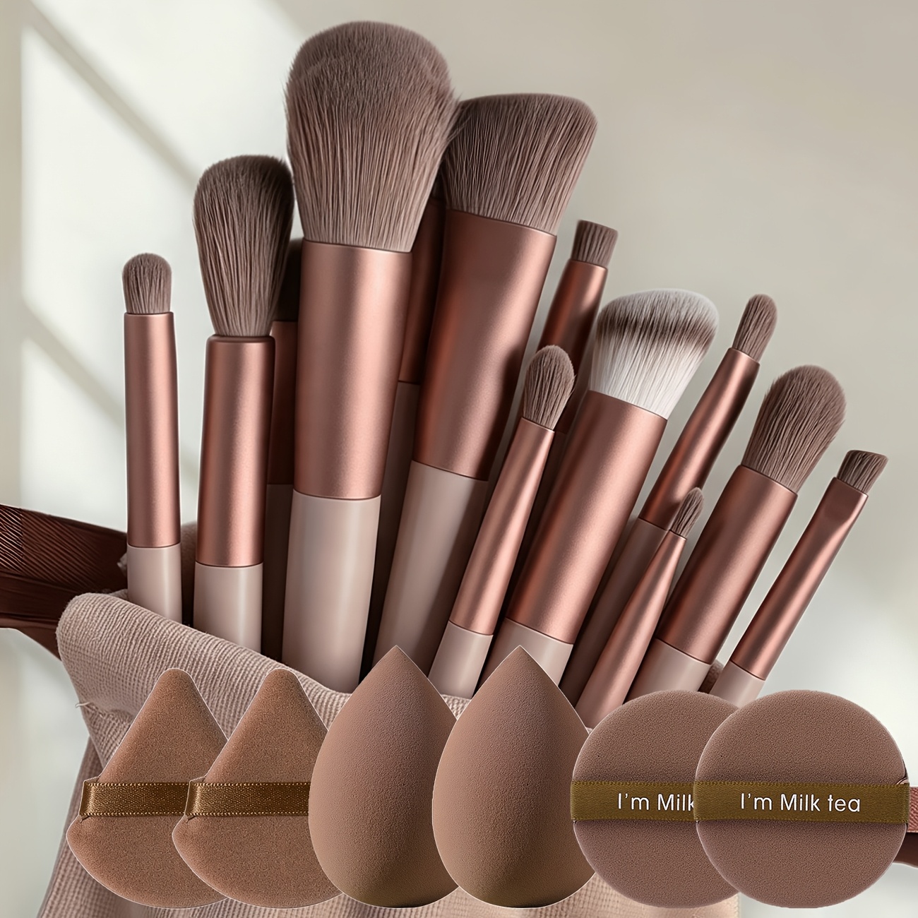 Image of 19pcs Professional High-quality Makeup Brush Set, Including Triangular, , Circular, Storage Bag, And 13 Makeup Brushes. Soft -one Makeup Tool, Easy To Carry, Essential For Daily Use And Gifts To Girls