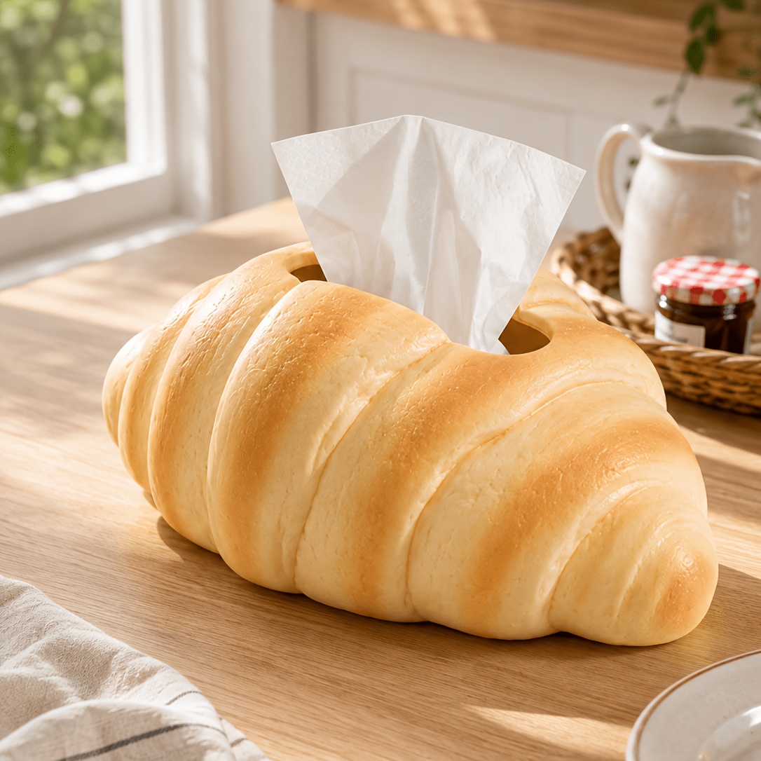 TEMU 1pc Realistic Bread-shaped Tissue Box, Fun Pretzels/, Suitable For 4.3 X 3.1in Tissue Size, Desktop Tissue Organizer, Ideal For Living Room,
