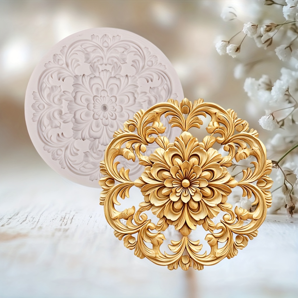 

Round Flower Resin Silicone Mold, Fondant, Suitable For Diy Crafts Of Pendants And Decorations, Diy Molds For Valentine's Day And Spring Festival