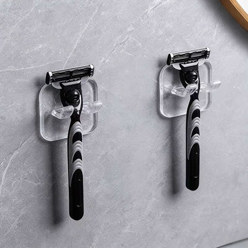 set 2 waterproof self sticking razor hooks wall