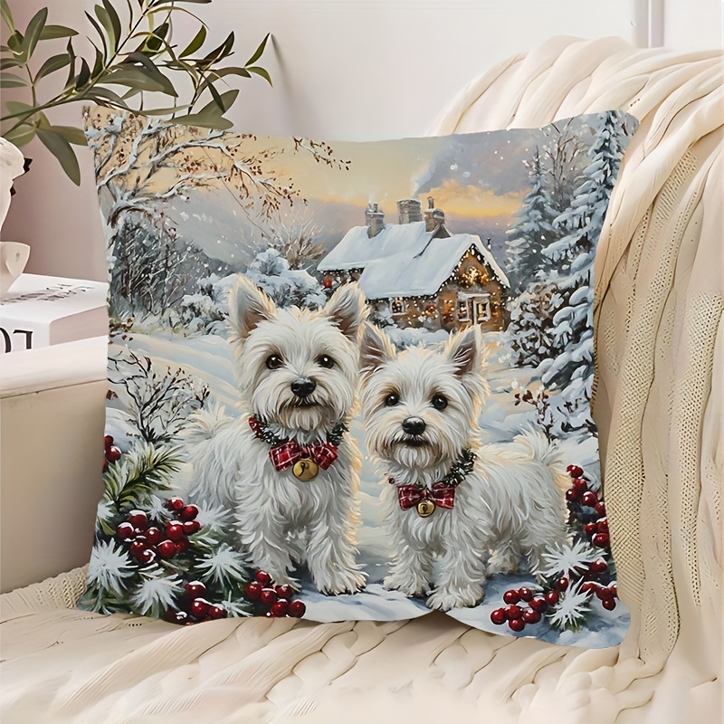 

Housse de Coussin Décorative Chiens , 18x18 Pouces - Courte , Fermeture Éclair, Lavable en Canapé & Décoration