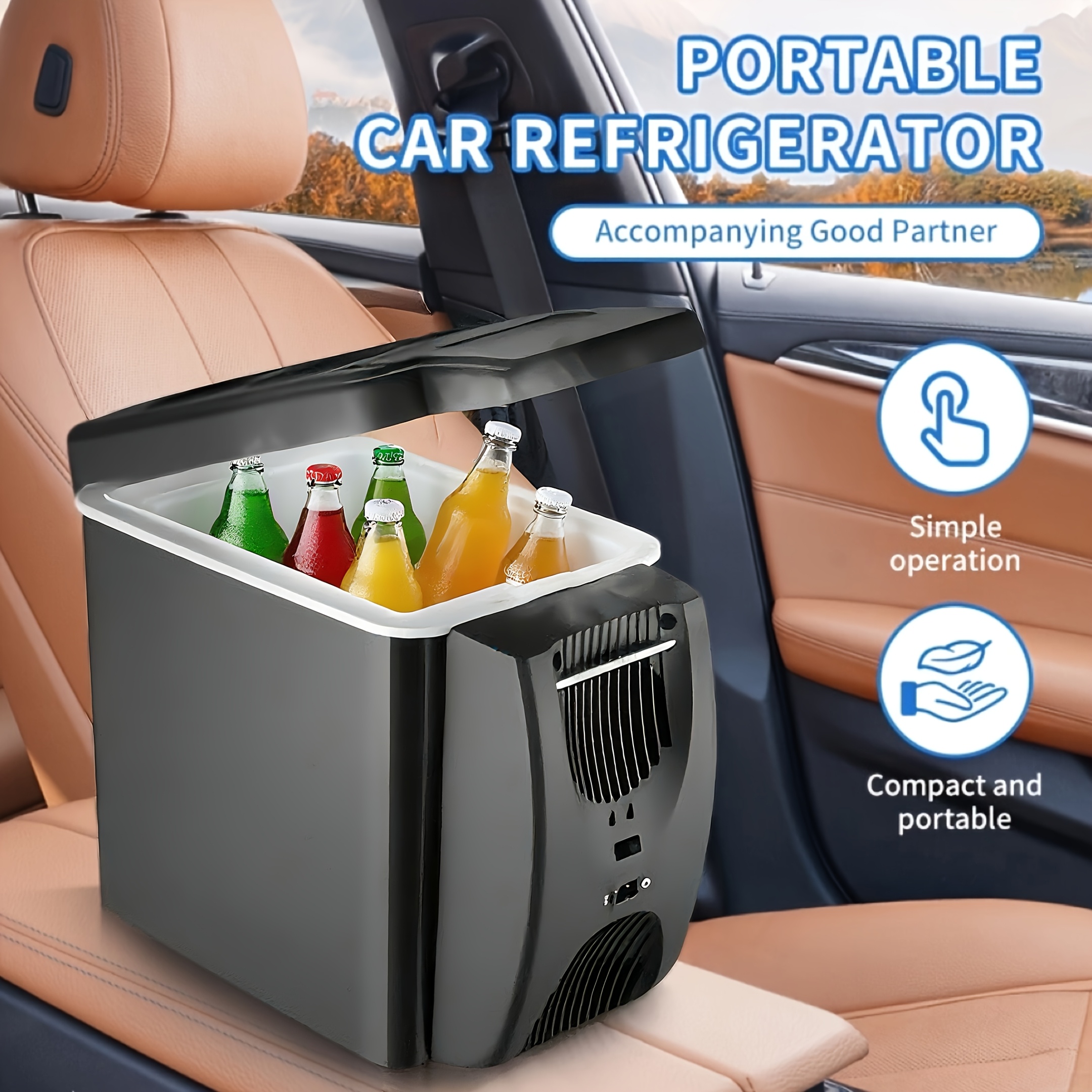 6-Liter Car Fridge Small Cooler for Drinks, Travel Electric 12V,  Space-* Design for Road Trips, Camping, And Outdoor Activities