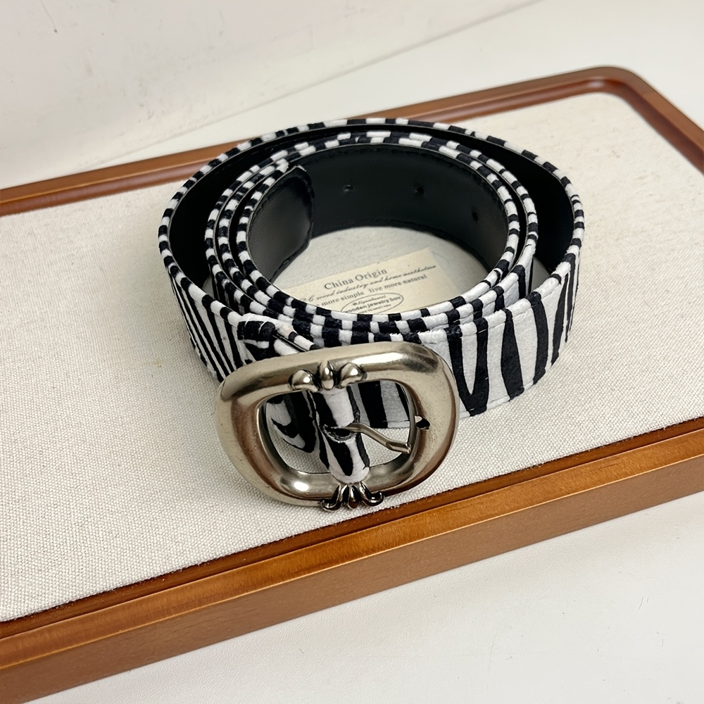 Women's Leopard Print Adjustable Belt with Metallic Buckle