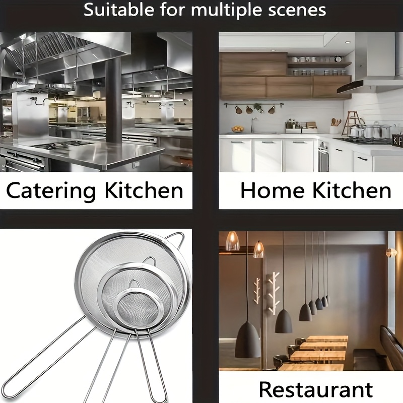 3pcs Stainless Steel Mesh Sieve, Multifunctional Kitchen Strainer