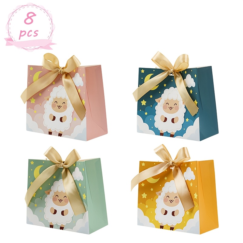 Image of Gift For Her/him For Eid Al Party Favor Bags - 4/8 Pack Cute Sheep For Gift Bags With Golden Satin Ribbons, Festival Treat Bags For Eid Celebration Decor Supplies