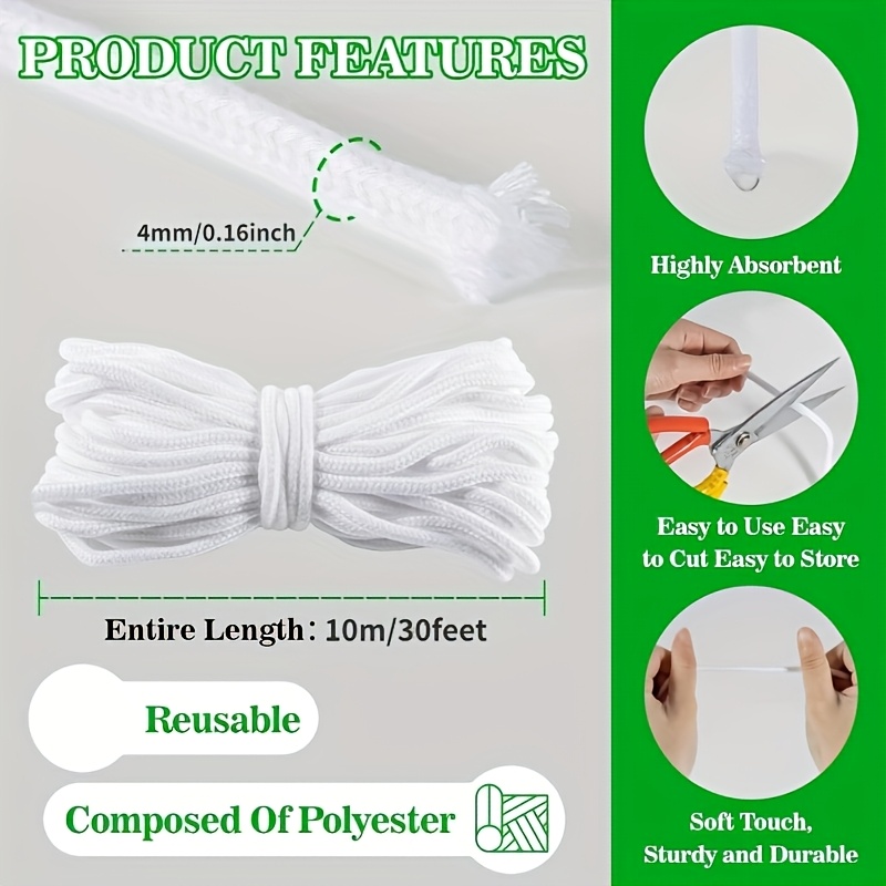 TEMU 30ft Self Watering Rope - Heavy-duty Capillary Wicking Cord For Plant Watering System, Self-watering Wick For Pots, Orchids, Tomatoes, /outdoor