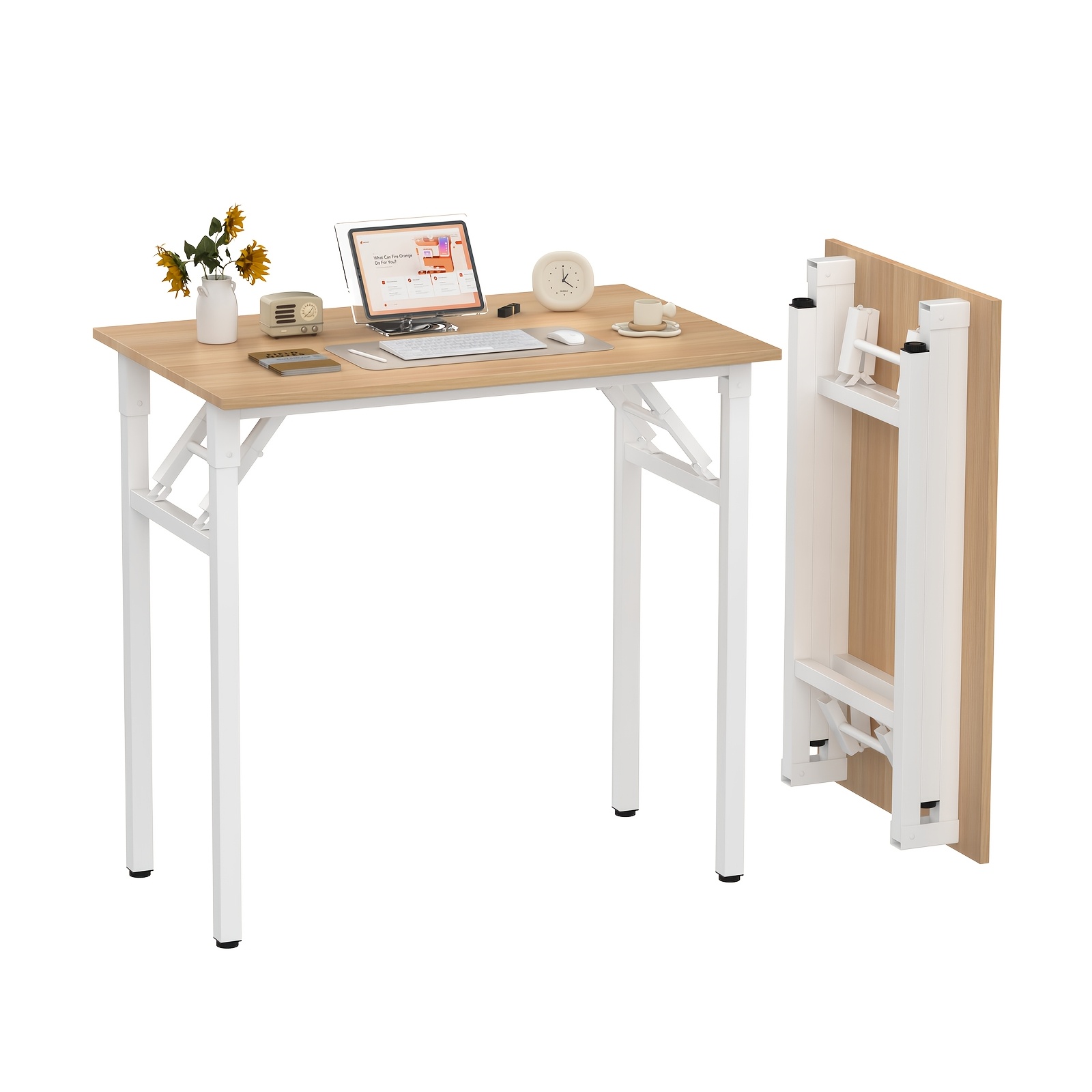 TEMU Scrivania Pieghevole, Tavolino Pieghevole , Piccolo, per Casa, Ufficio, Picnic, 80X50X75 Cm, Legno
