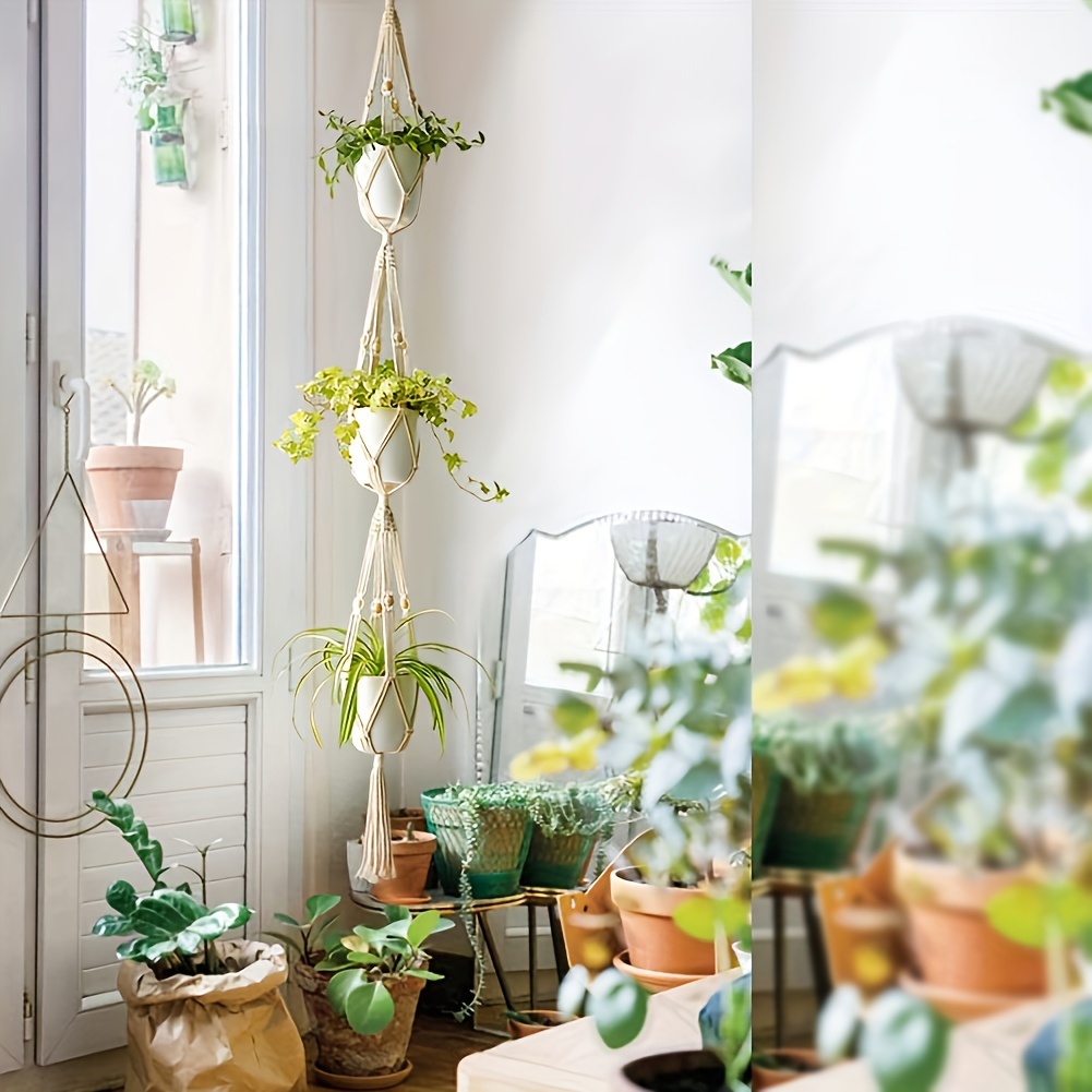 1pc bohemian three layer hanging hanging basket macrame - Temu