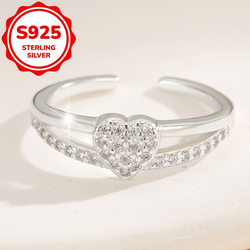 Women's S925 Sterling Silver Heart-Shaped Adjustable Toe Ring