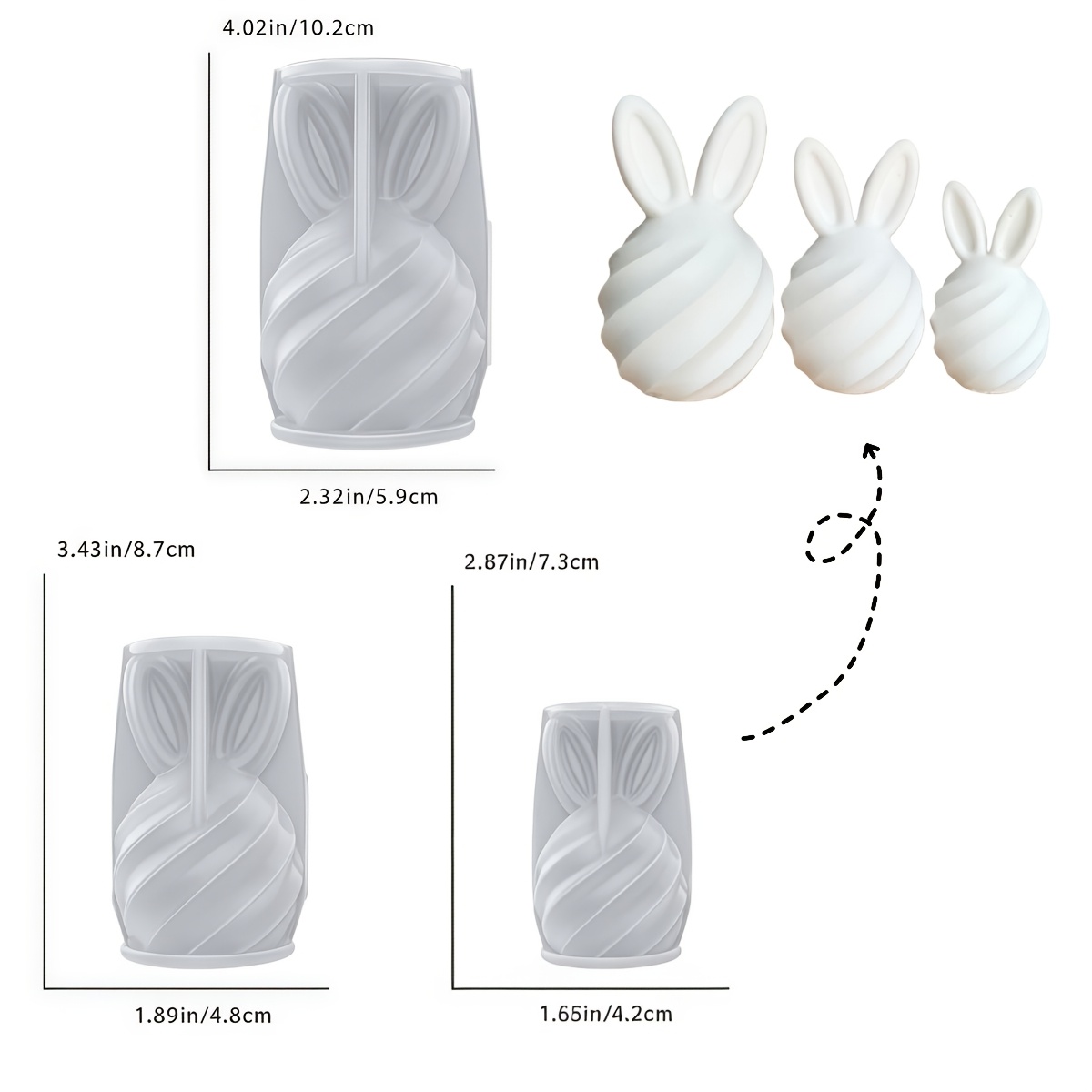 3pcs Large/medium/small Reusable Silicone Rabbit Mold Suitable For Clay, Resin, Plaster - Diy Rabbit Figurine Molds, , Washable & Reusable For Making, Candle Making, Soap Making, Wax Compatible