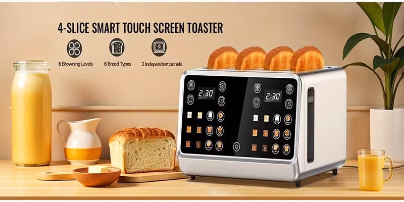 4 touchscreen toaster oven with dual screen control panel single slot baking timer and functions suitable for and stainless steel kitchen essential details 0