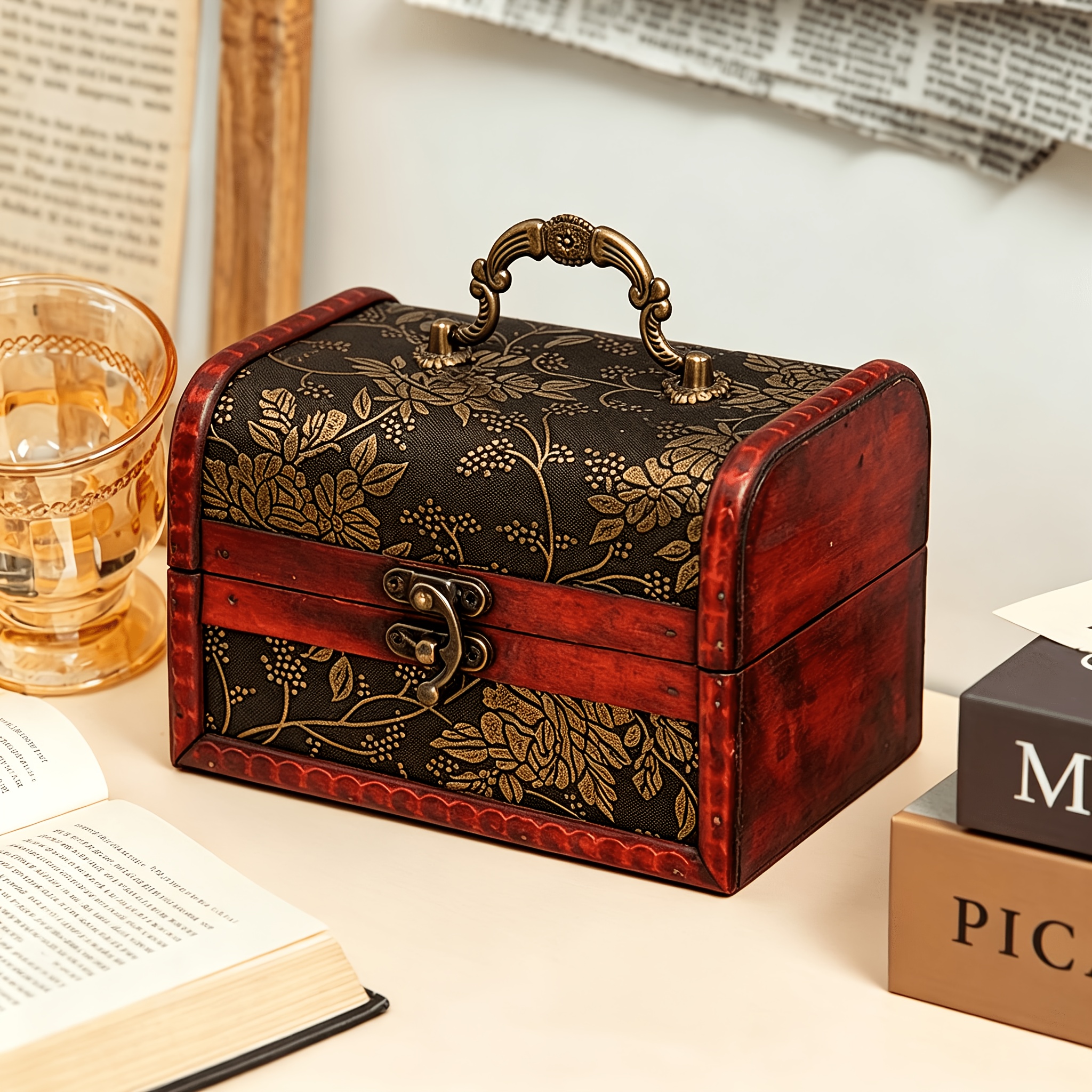 1 Retro Storage Box Chinese European Distressed Ladies Solid Wood Jewelry Box, Jewelry Boxes