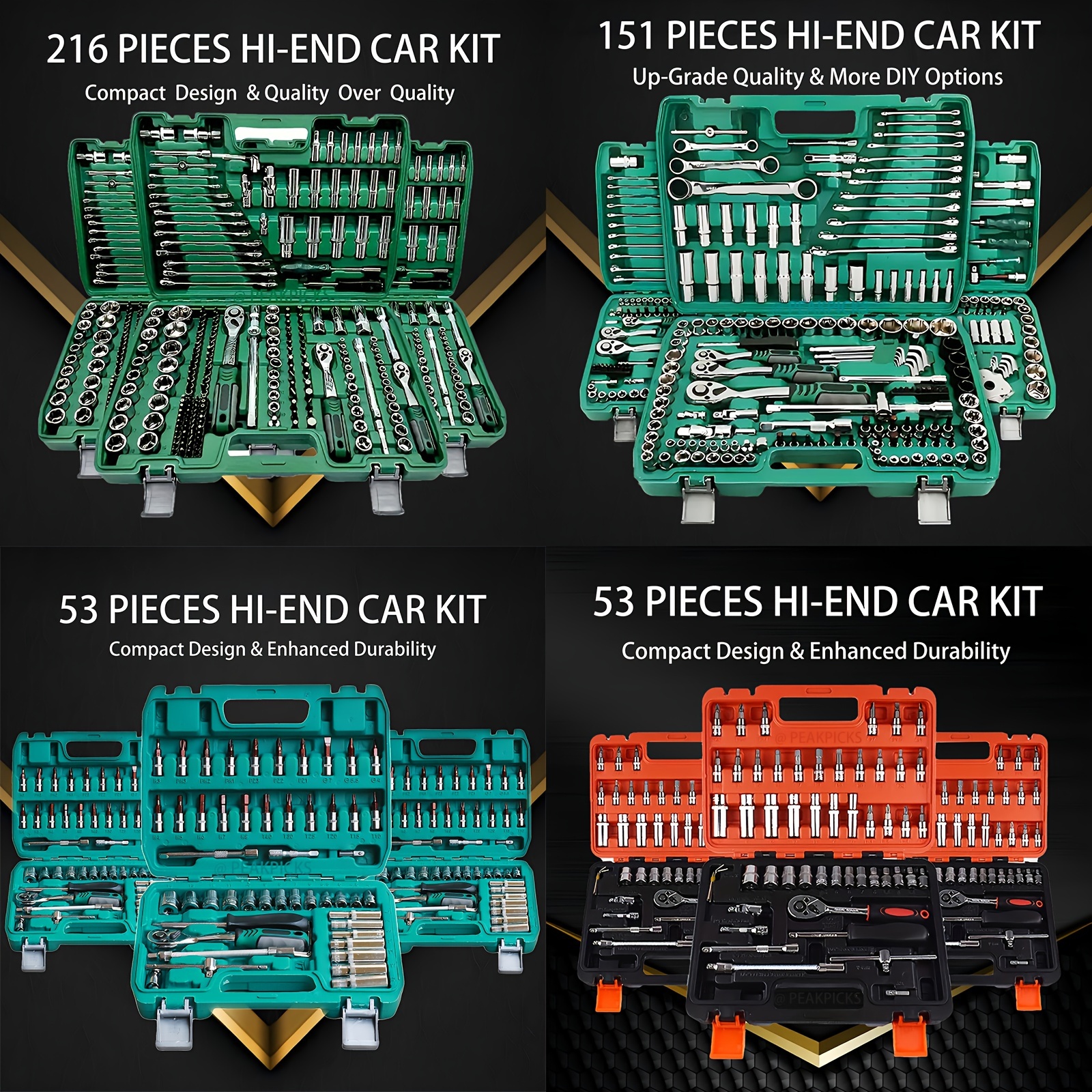 

216&151&53 (/red)pcs Tool Set, Mechanictool Kits For Auto And Household Mechanical For Car , 1/2 *1/4" 3/8 " And , Screwdriver Combination