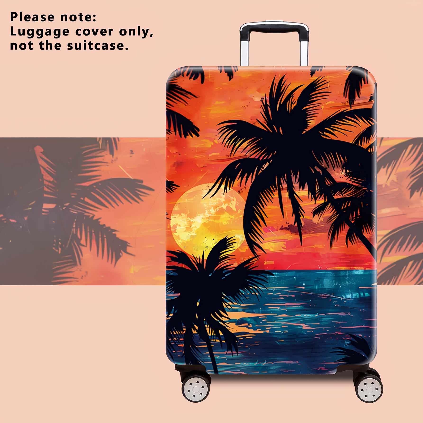 TEMU 1pc / Impression de plage d'arbre de coco / Design d'impression plate / Protecteur de valise (Vente uniquement du protecteur de valise, valise