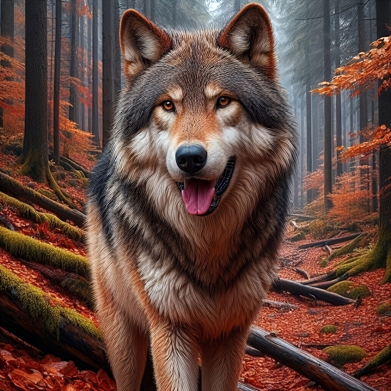 

Wolf In The 5d Diamond Painting Kit - Round Diamond Art & Crafts Set For Home Wall Decor, 15.75x15.75in - Perfect Gift Idea