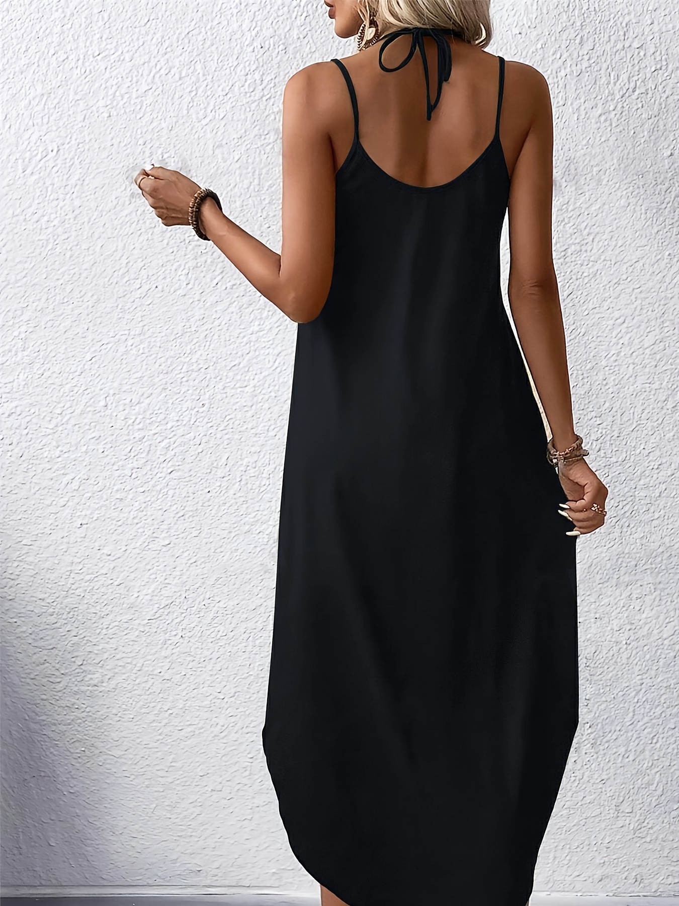 chinese dress ladies Tie-Neck Dress in Stretch Linen