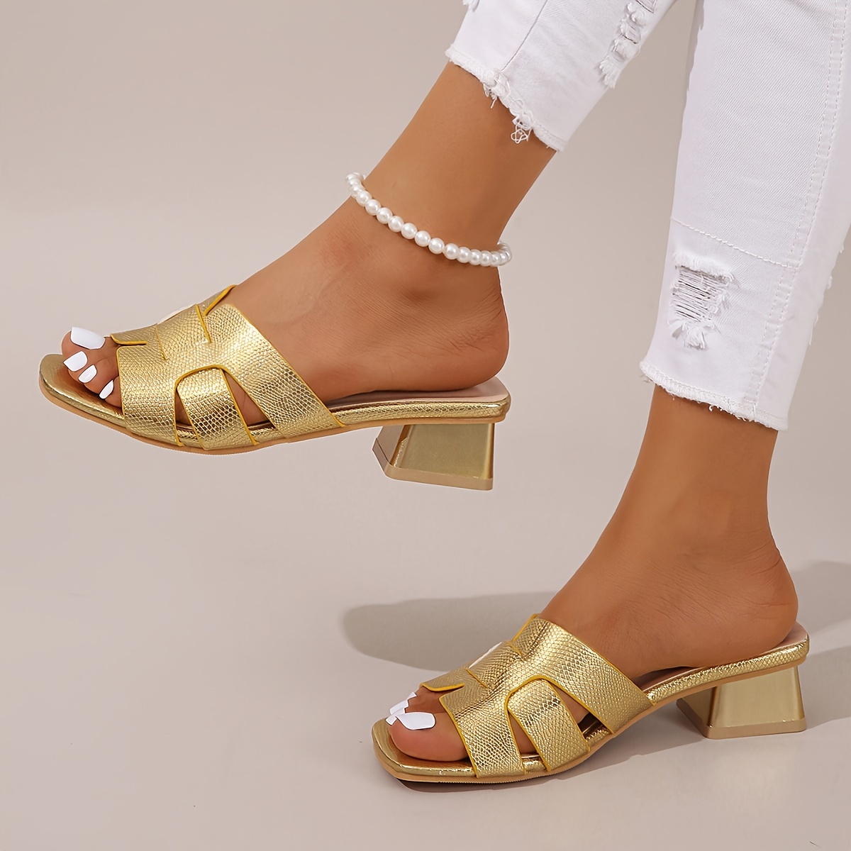 Sandalias   de        ,   cómodos   cuadrada con tacón   y sin cordones   vestidos  . 6
