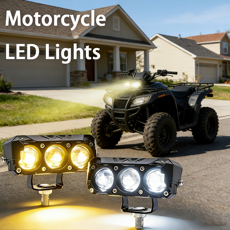 TEMU Easy-to-install Motorcycle Led Night Light With 3 Lenses For Work And Auxiliary Lighting—universal Fit For Multiple Vehicle Types