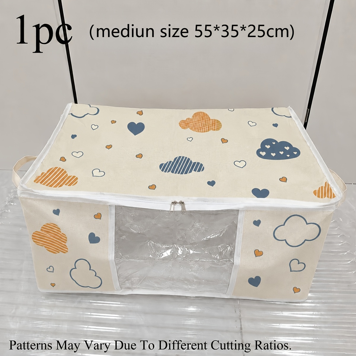 TEMU 1pc Large Capacity Foldable Storage Bag With Reinforced Handles, Sturdy Closet Organizer For Blankets Clothing Bedding, Space Moving Tote, Back