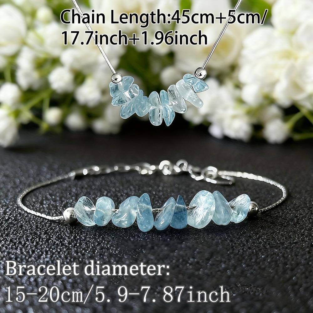 2pcs Aquamarine Gravel Jewelry Set for Calmness
