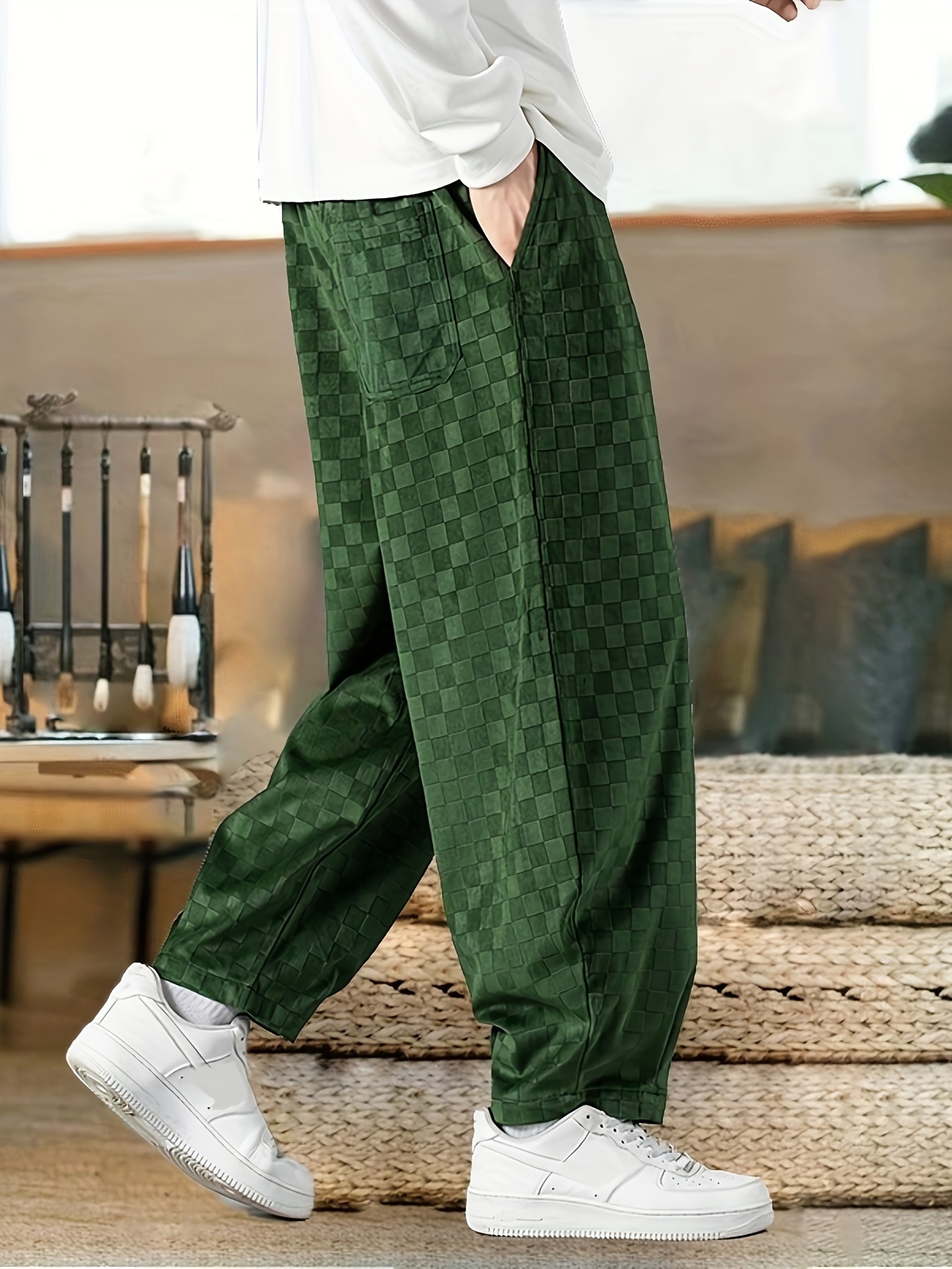 men's casual corduroy wide leg pants loose straight leg - Temu