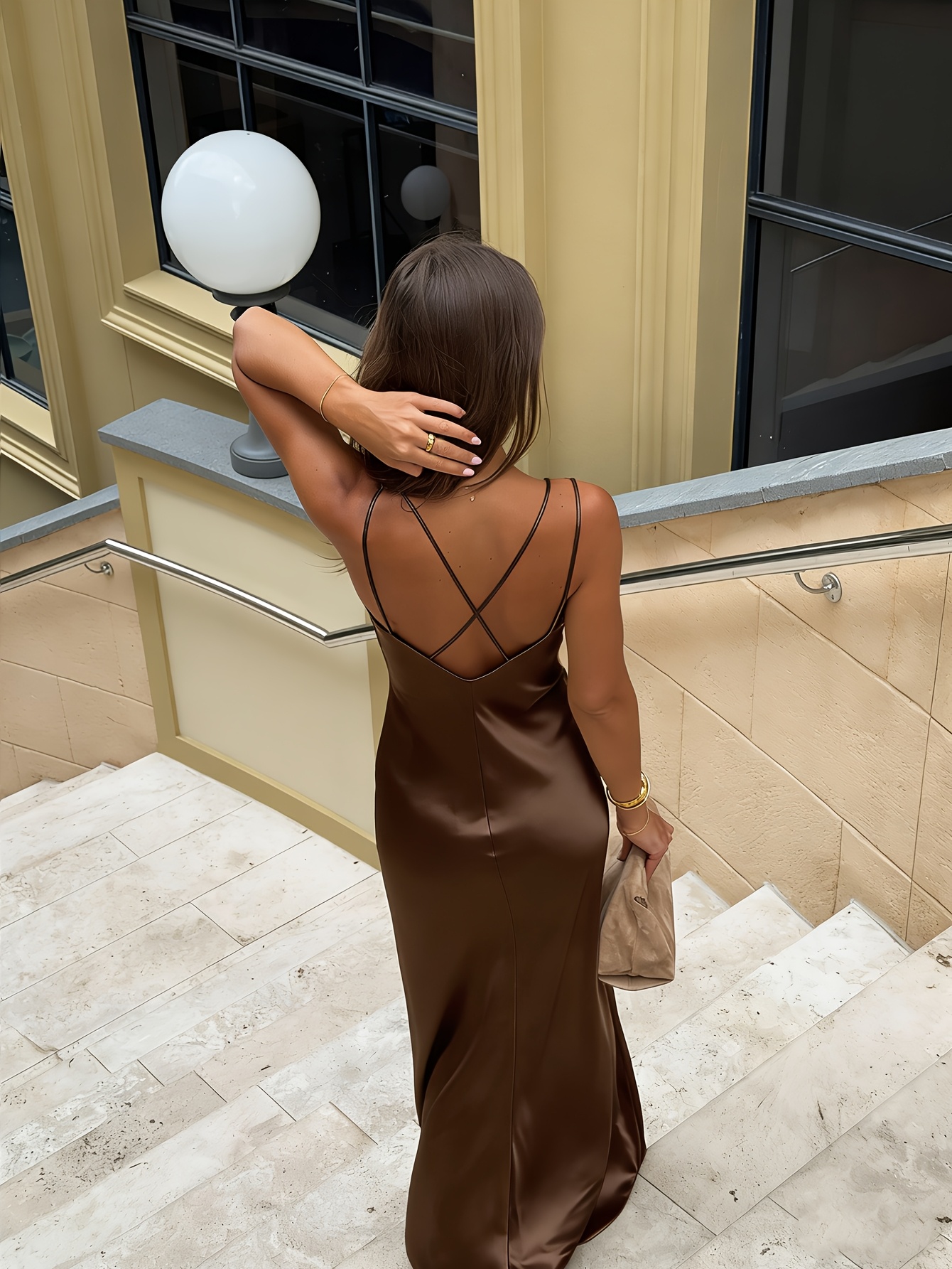 backless long bodycon dress womens deep satin thin strap KissProm Modest A Line midi bow back Self tie pleated detail Silk Satin Colors:Olive Green