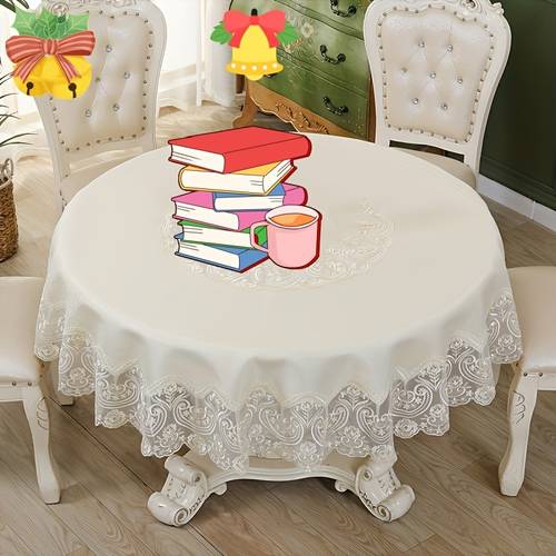 ., frühling sommer exquisites rundes besticktes spitzen-tischdecke, böhmischer stil kaffeetisch deko für , hochzeit, feiertags tischoberfläche für partys küchendekoration. geschenk zum muttertag, ostern, vatertag, unabhängigkeitstag