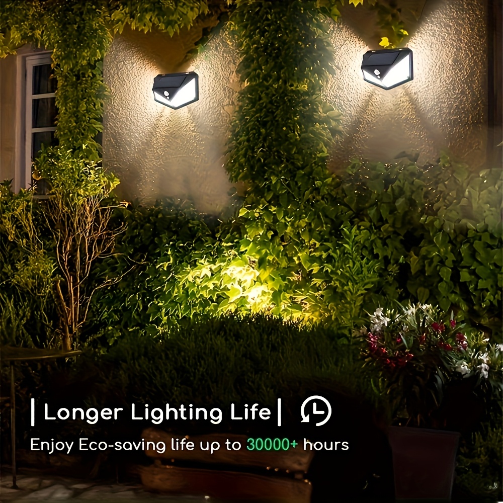 TEMU 2pcs Outdoor Solar Light - Solar Wall Light 100 Led Wireless Solar Motion Sensor Safety Light With 270 ° Wide Angle Optional , Suitable For