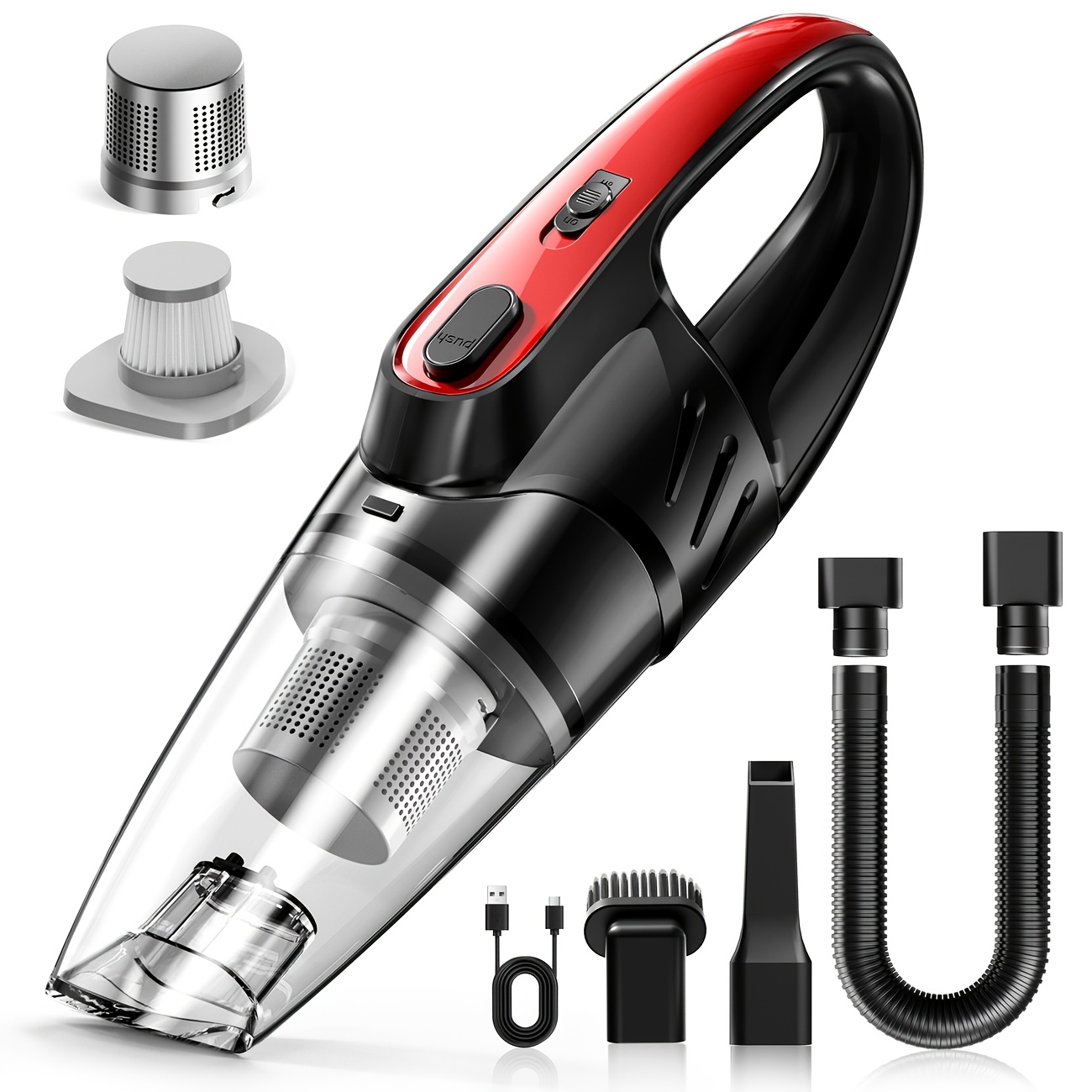 Temu – TEMU Vacuum Cleaner, Super Strong Suction, Handheld Vacuum, 2000mah Large Capacity, , Comes With 5 Matching Accessories, Car Accessories, For Car