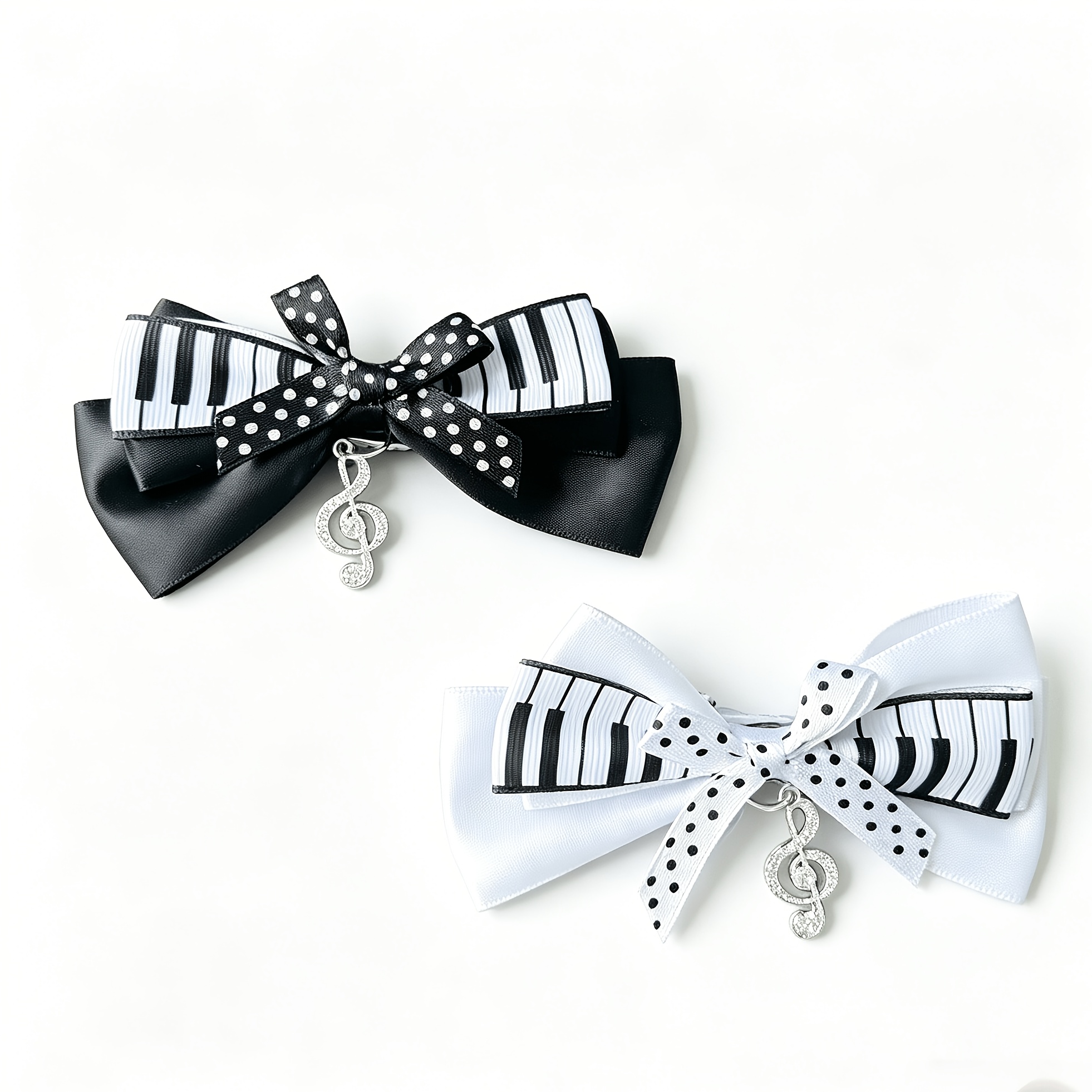 TEMU 2pcs Cute Piano Key Black And White Hair Clips – Elegant Style Musical Note Sequin Hair Accessories For Women And