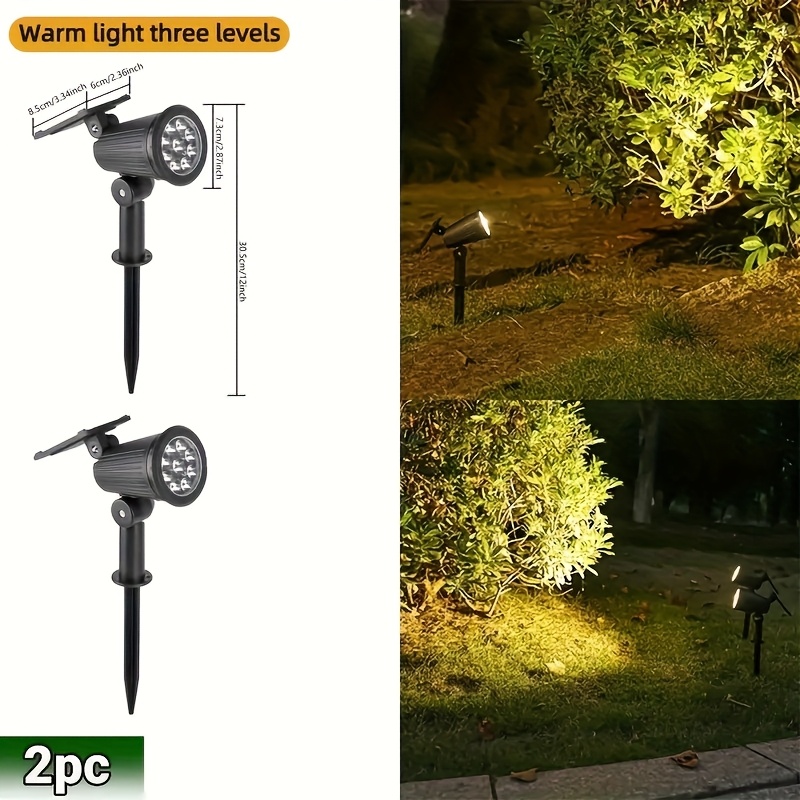 E-shop HOTU 2er-Pack Solar-Wegeleuchten - 9 LED Landschaftsbeleuchtung in Gewerbequalität | für Garten/Flur/Sicherheit
