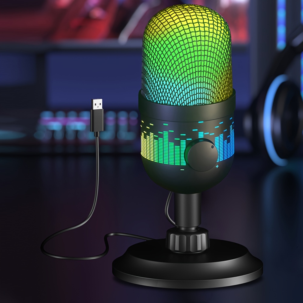 

Ak-1i Rgb Usb Microphone With Volume Control And Mute Button, Condenser Mic For Pc/laptop/ps4-perfect For Computer Dubbing, Live Streaming, And Gaming! Eid Al-adha Mubarak