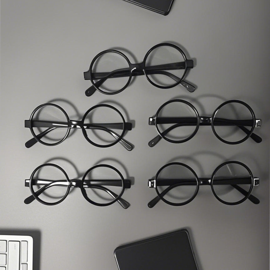 Holiday Ball Costume Eyeglass Frame, Designer-, Round Frame Without Lenses, Unisex Costume Prop